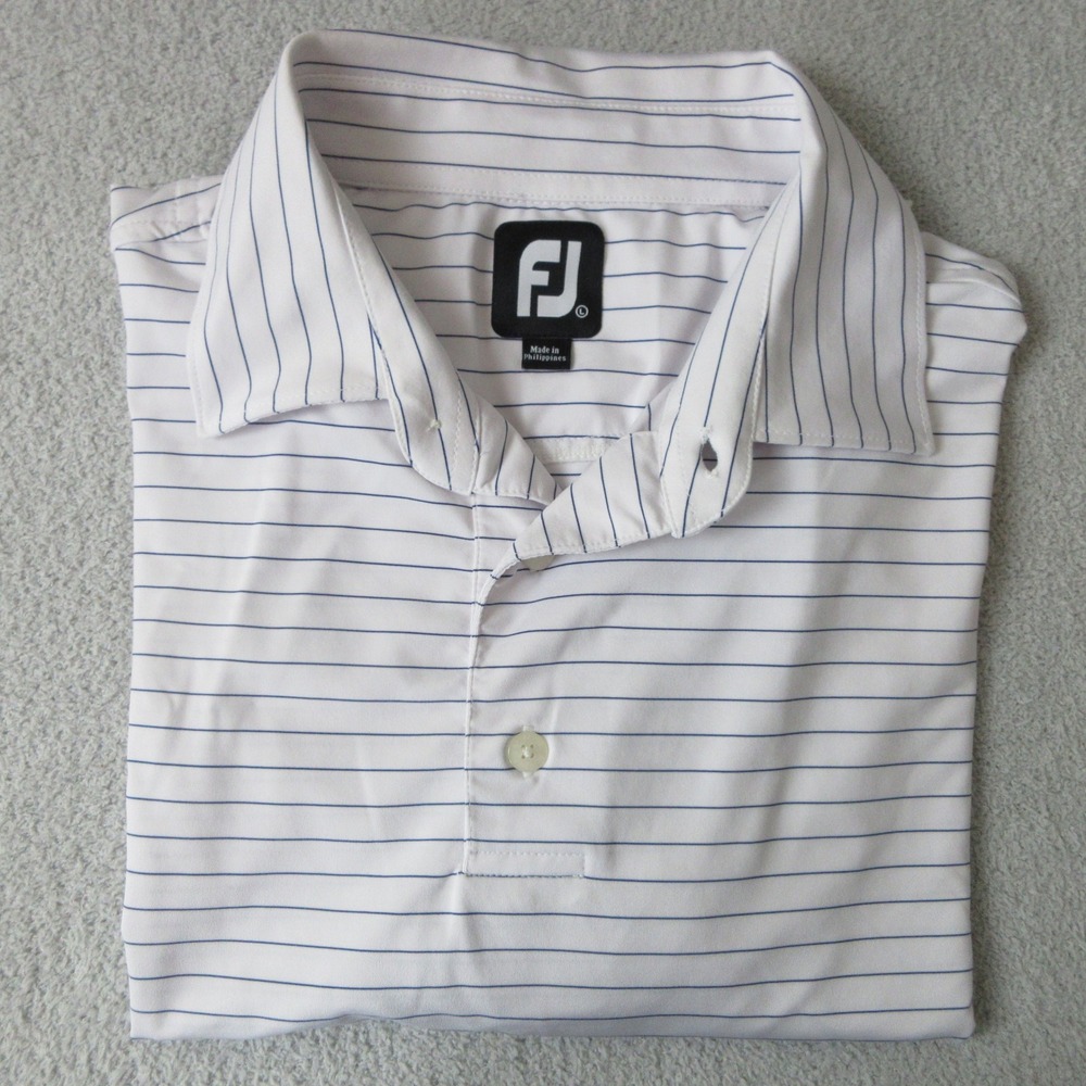 FootJoy White Polo with Thin Blue Stripes